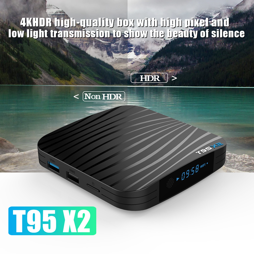 T95X2 TV Box Amlogic S905X2 Android 8.1 2.4G WiFi 100Mbps USB3.0 Support 4K H.265