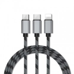 Rapid Series 2.4A 3 in 1 Type-C + 8 Pin + Micro USB Cable