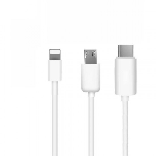 20cm USB 2.0 High Speed to Type-C / 8 Pin / Micro USB 3 in 1 Charging Cable