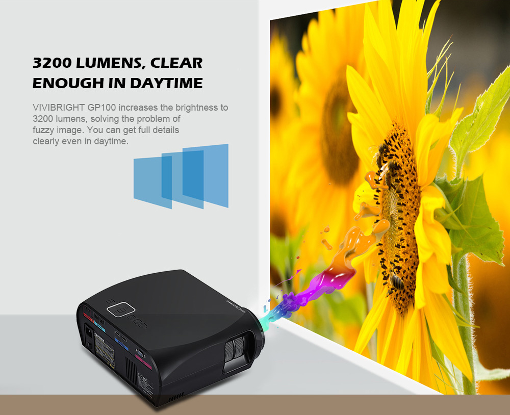 VIVIBRIGHT GP100 Projector Full HD 3200 Lumen 1080P LED LCD Home Theater Cinema Video Proyector