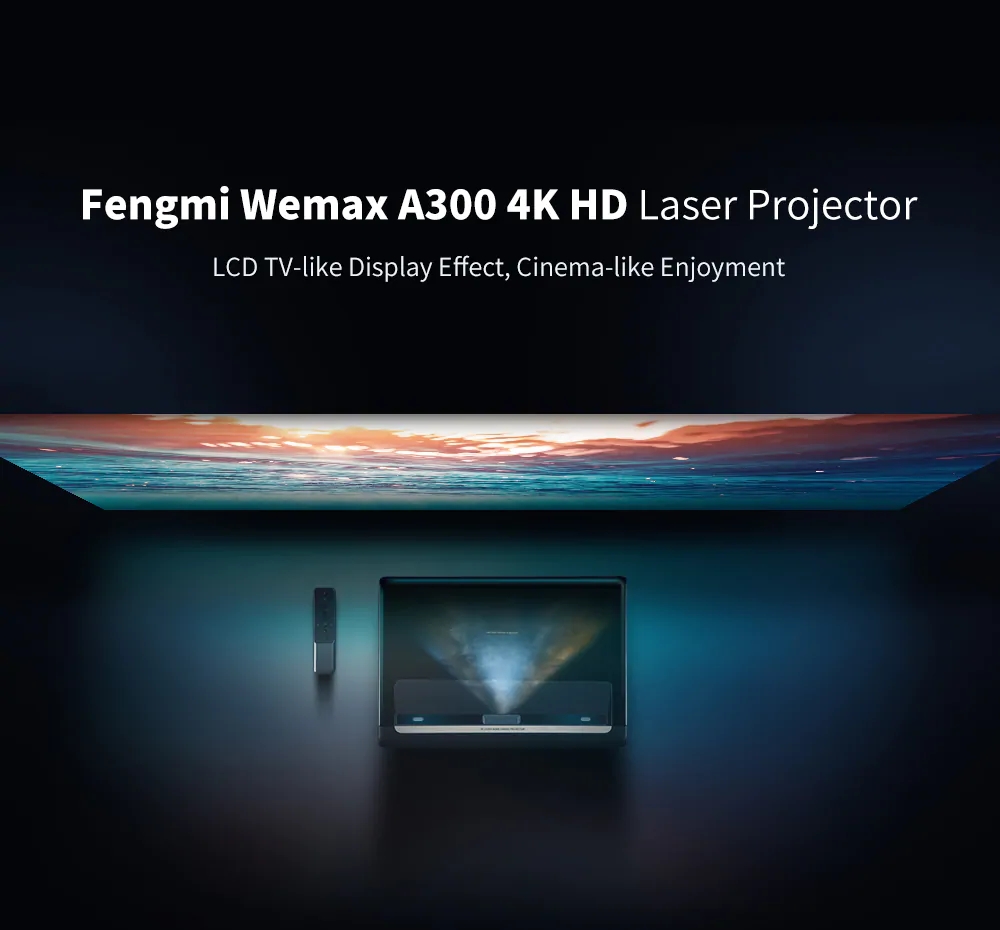 WEMAX L1668FCFuff08A300uff094K Ultra Short Throw Laser Projector TV Home Theater - Black
