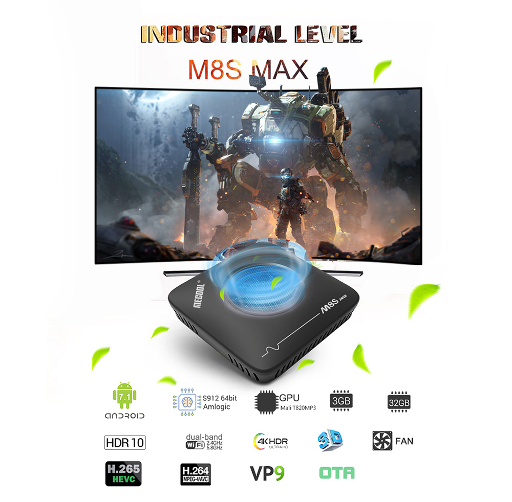 MECOOL M8S Max TV Box Amlogic S912 3GB RAM + 32GB ROM 2.4G + 5.8G WiFi BT4.0 100Mbps 4K VP9 H.265 - Black EU Plug