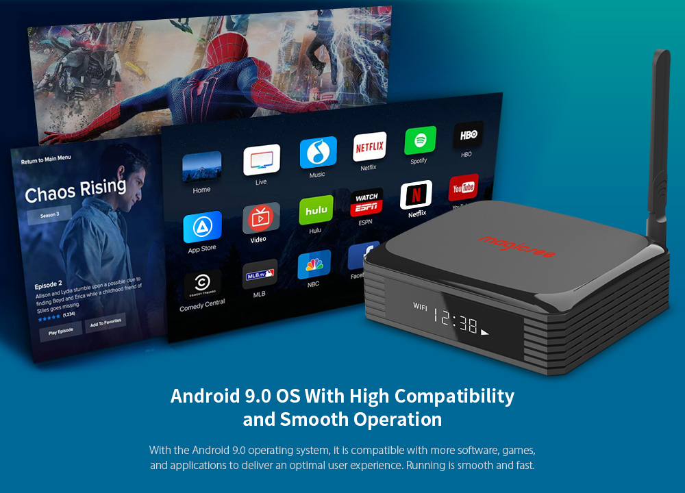 Magicsee N5 Plus Android 9.0 8K Smart TV Box with Amlogic S905X3 4GB RAM + 64GB ROM